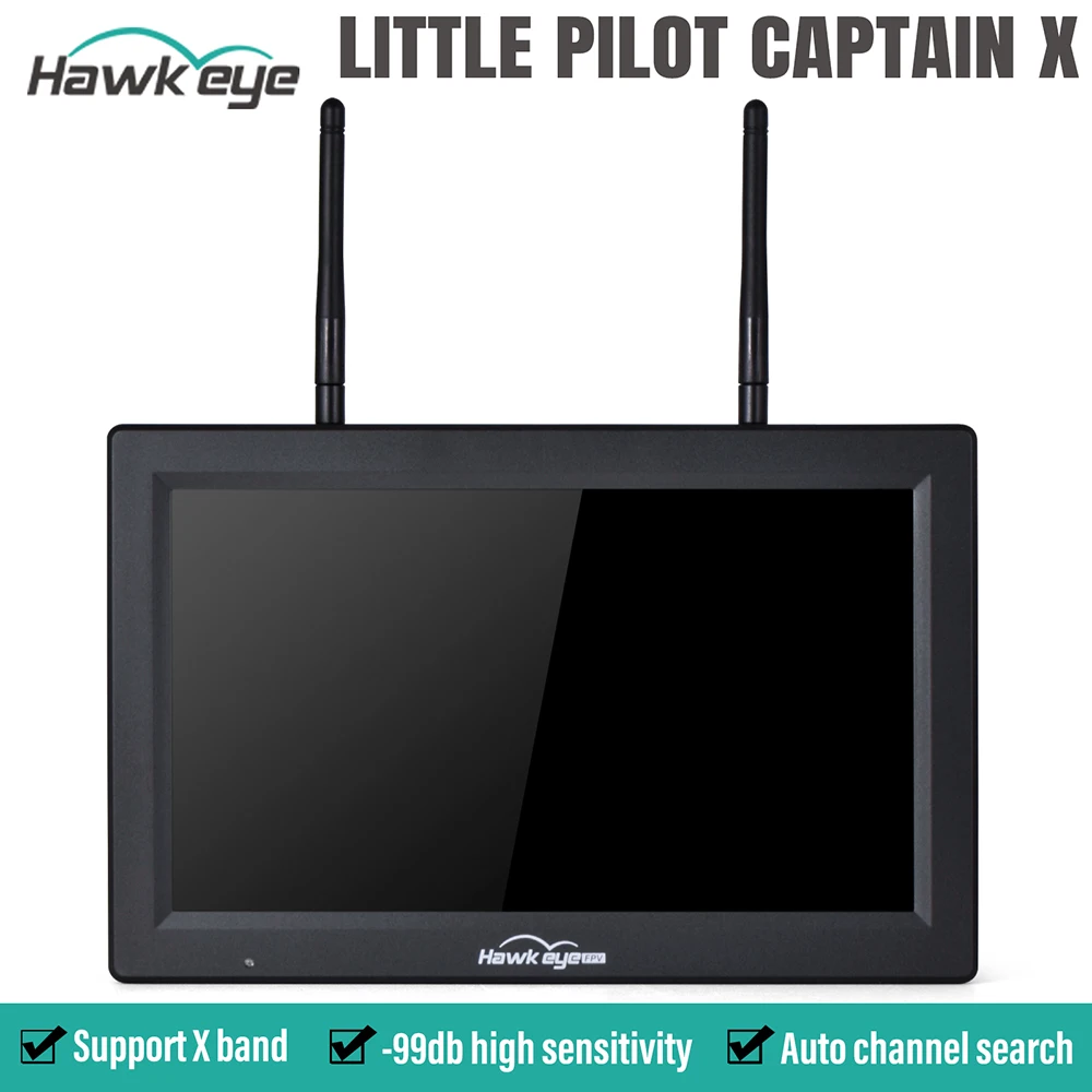 Hawkeye Little Pilot Captain X FPV Monitor with DVR 5.8G 60CH 10.2 inch Dual Receivers 1024x600 LED 16:9 NTSC/PAL Auto Search