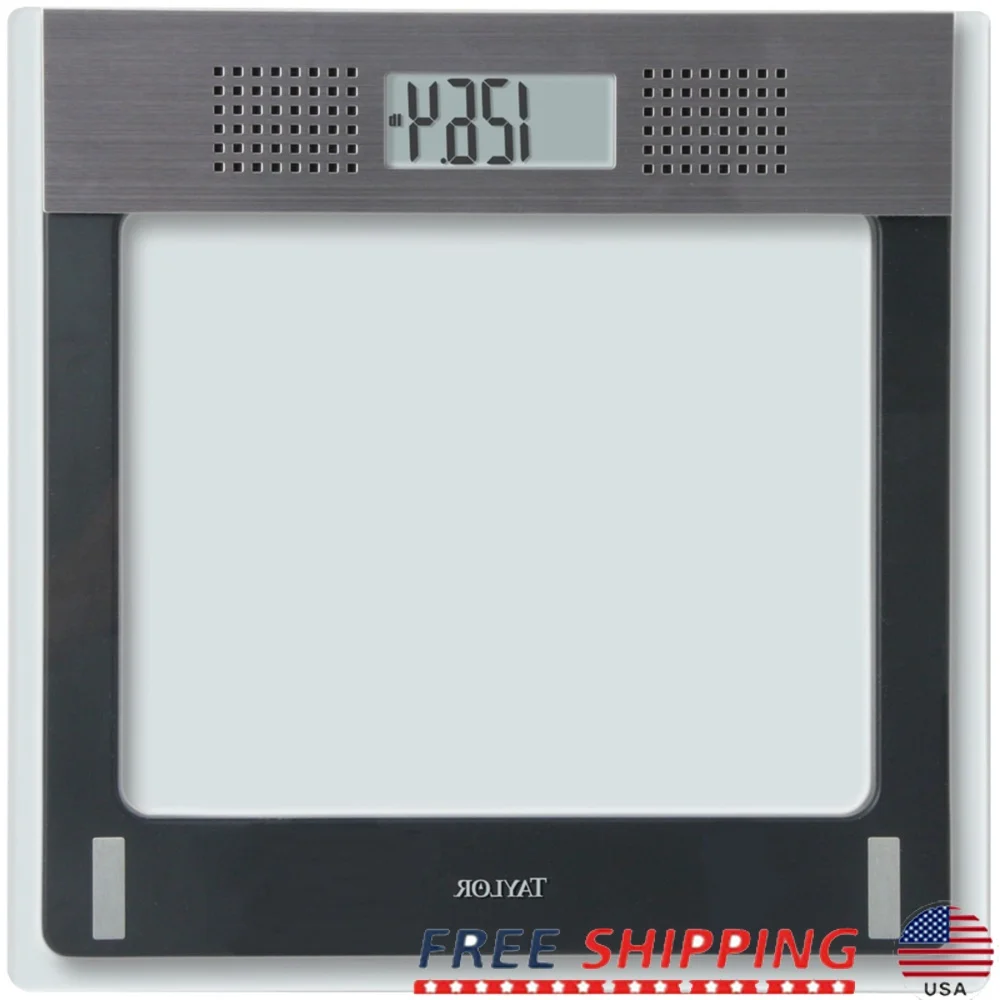 

Цифровые говорящие весы для ванной комнаты, емкость 440 фунтов, прозрачное стекло, мгновенное на ЖК-дисплее, прочный дизайн, семейное использование