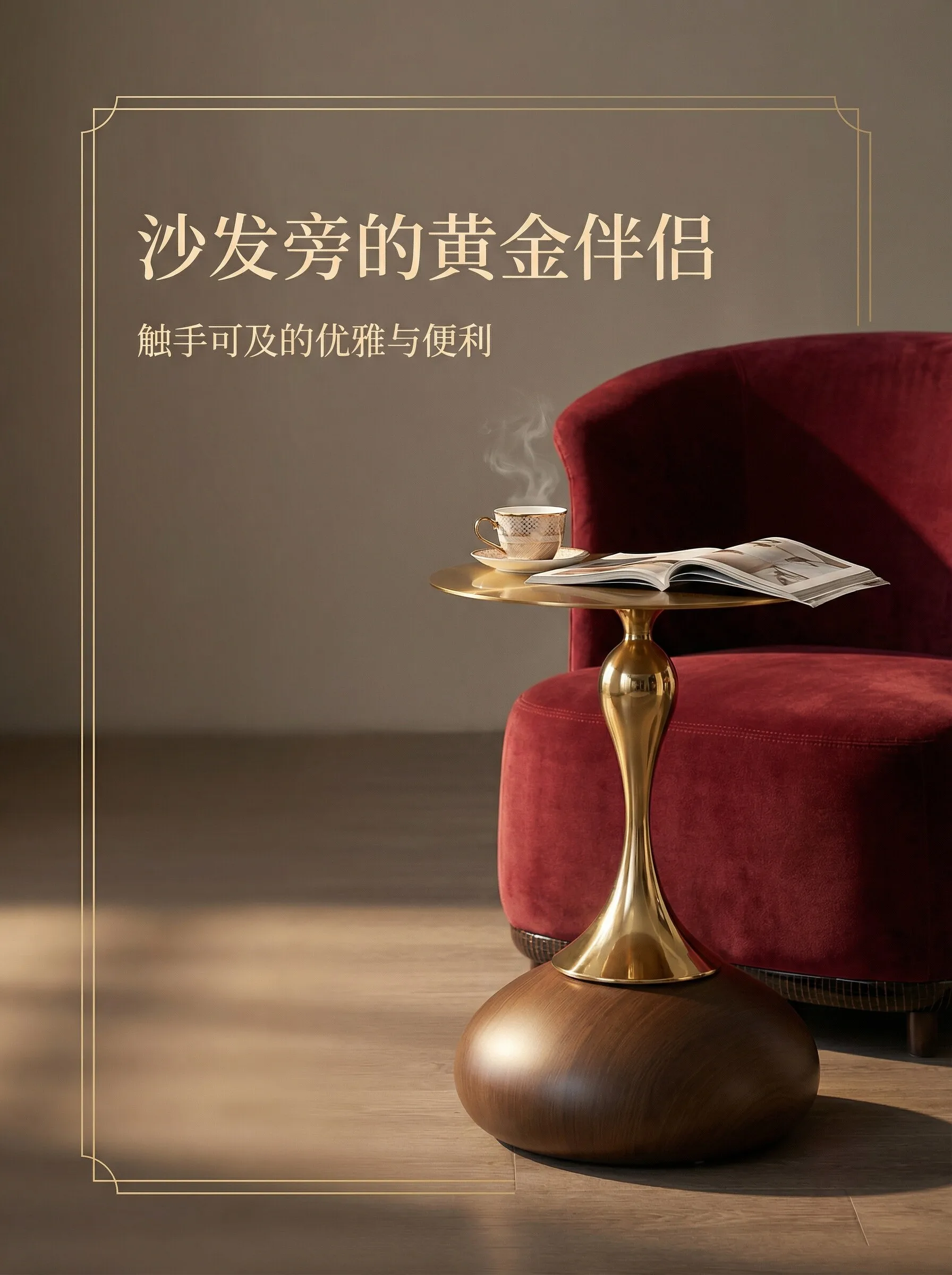 Italian coffee table, sofa side cabinet, light luxury living room, high-end small table