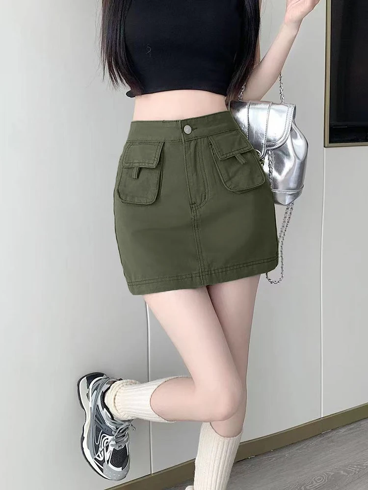 

High Waist A-Line Skirt Denim Workwear for Women Spring Summer plus Size Conceal Meat Half-length Skirts Ladies' Premium