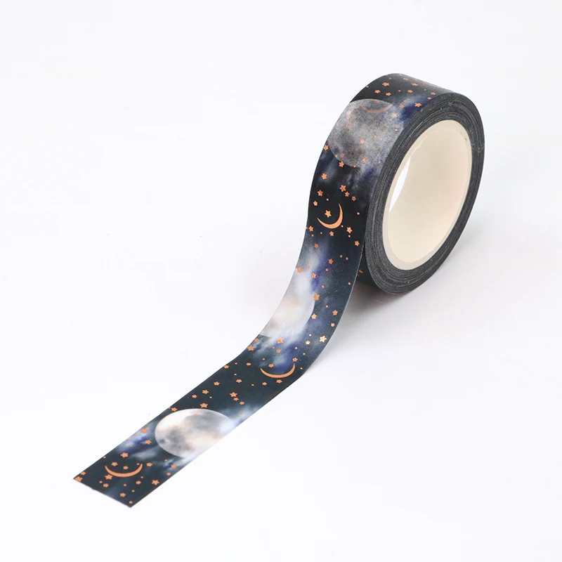 NEW  1 PC/Lot Decorative Gold Foil Stars and Moon Night Washi Tape Planner Adhesive Masking Tape Cute Stationery