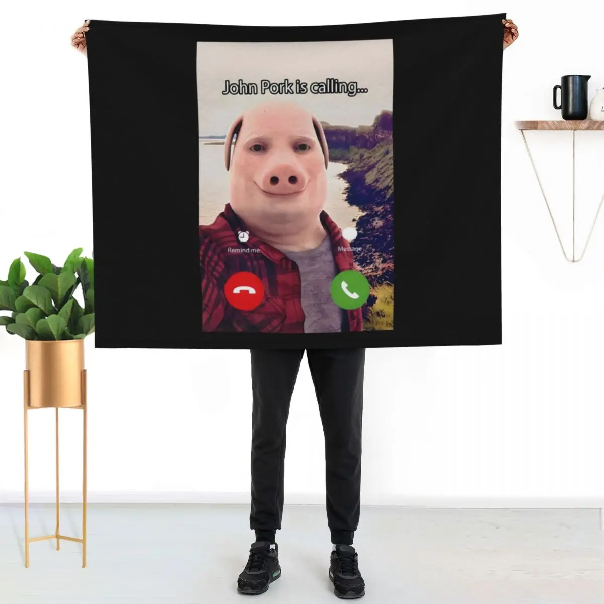 

John Pork Throw Blanket Lightweight Warm Blanket for Travel Camping