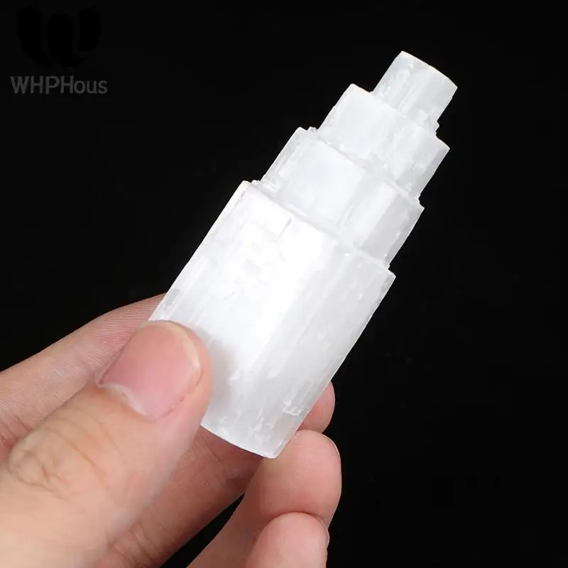 Selenite Natural Stone Lamp White Gemstones Ice Berg Carved Lamp Crystal Ore Decor Gypsum Tower Mineral Quartz Tower Home Decor