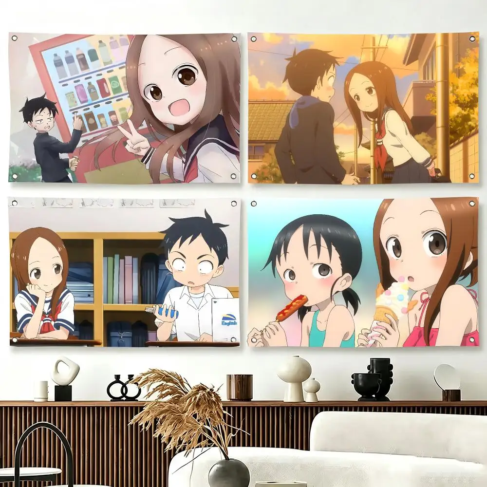 Slice Of Life Anime K-Karakai Jouzu no Takagi San Flags  For Living Room Home Dorm Decor Wall Outdoor Camping Party Banner Gifts