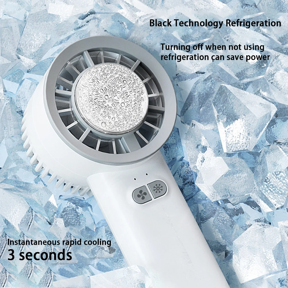 Handheld Portable Refrigeration Fan, 3 Speeds Ice Cooling Fan, 1800mAh Battery, Mini USB Fan for Outdoor