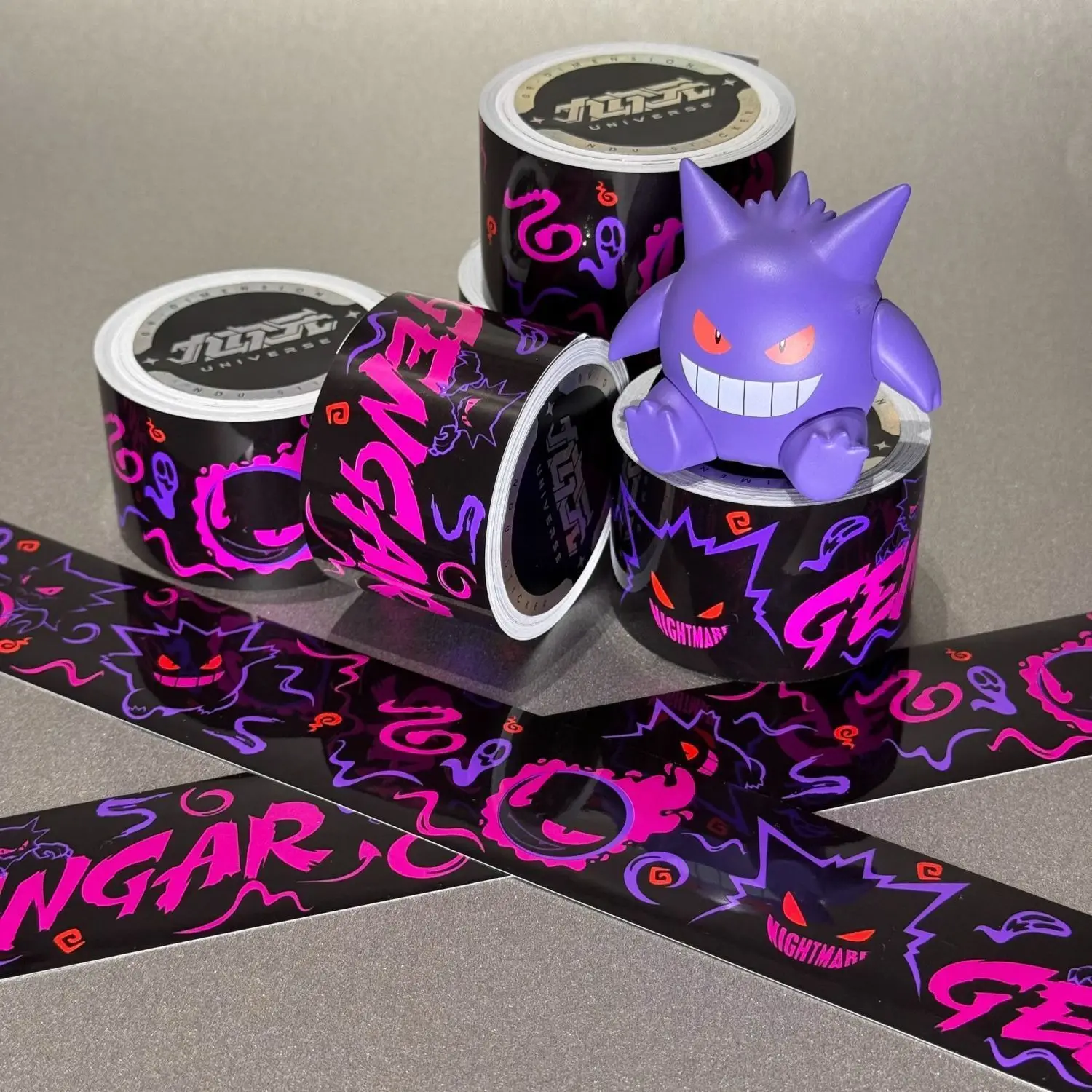 Pokemon Gengar Graffiti Washi Tape, wasserfestes DIY-Dekorband für Skateboard, Gepäck, Elektroauto, Laptop-Aufkleber