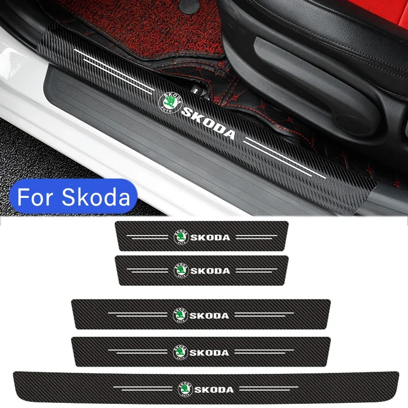 

Car Exterior Door Threshold Sticker for Skoda Octavia A7 Tour Superb Kamiq Rapid Kodiaq Fabia 2 Yeti Karoq Kodiak Bumper Strip