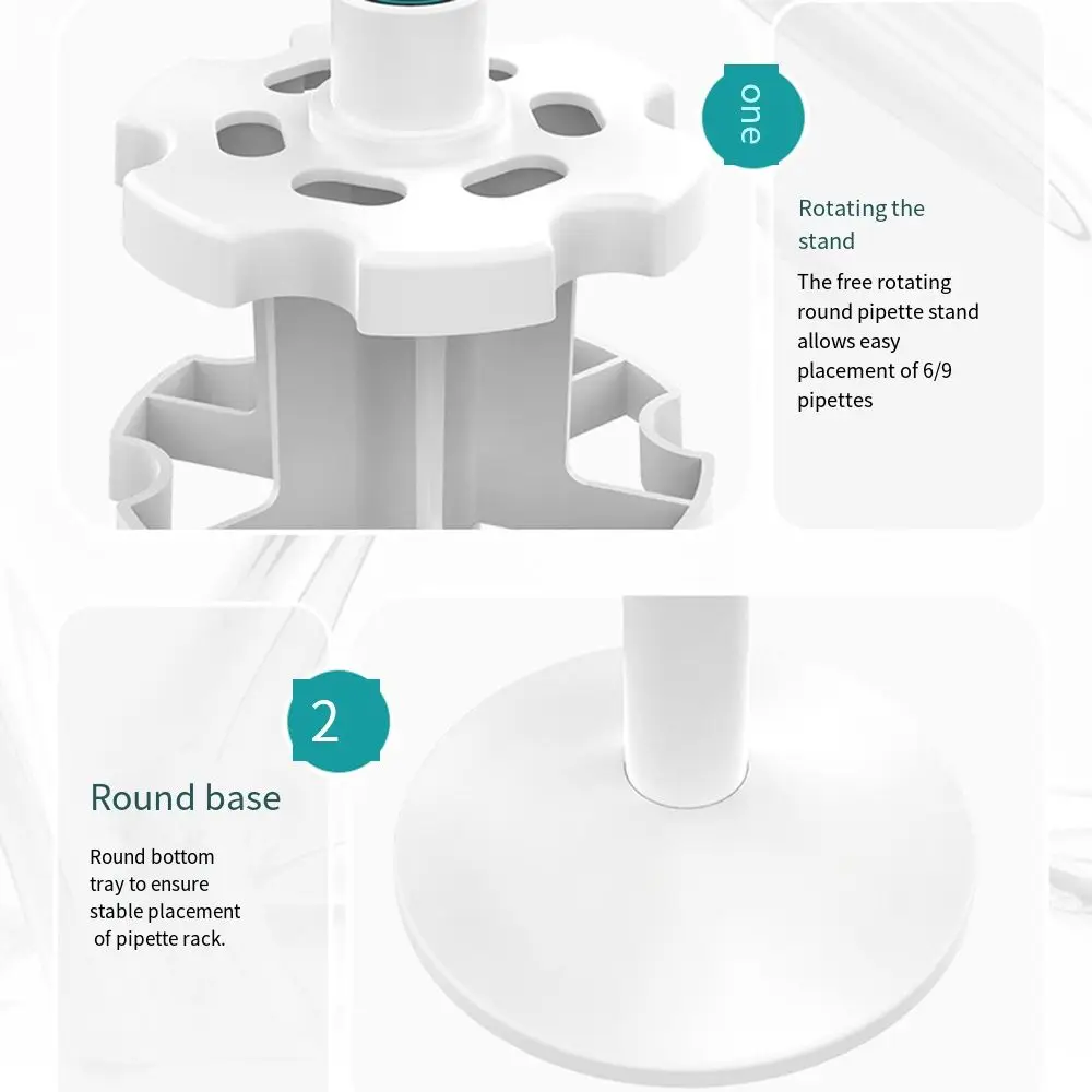 3/6/9 Position Laboratory Pipette Rack 360 Degree Rotation Universal Trapezoid Pipette Stander Stabilize Anti-slip