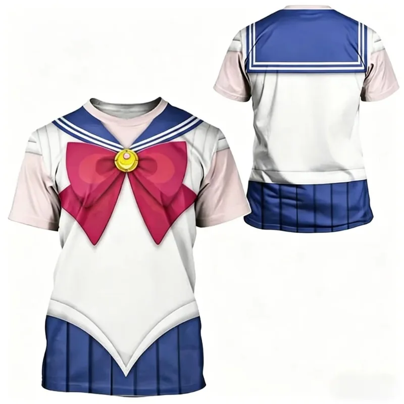 2026 Men Kid Children Sailor Moon Usagi Uniform T Shirt Streetwear Casual Sports Tee Girls Top Soccer Gift Anime Cosplay Top view 2