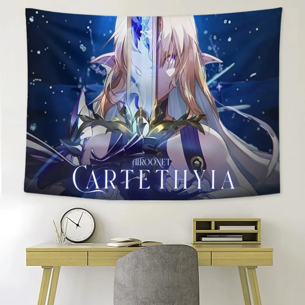 Wuthering Waves Cartethyia Tapestry Custom Living Bedroom Party Dormitory Interior Wall Bohemian Decoration Attached Clip