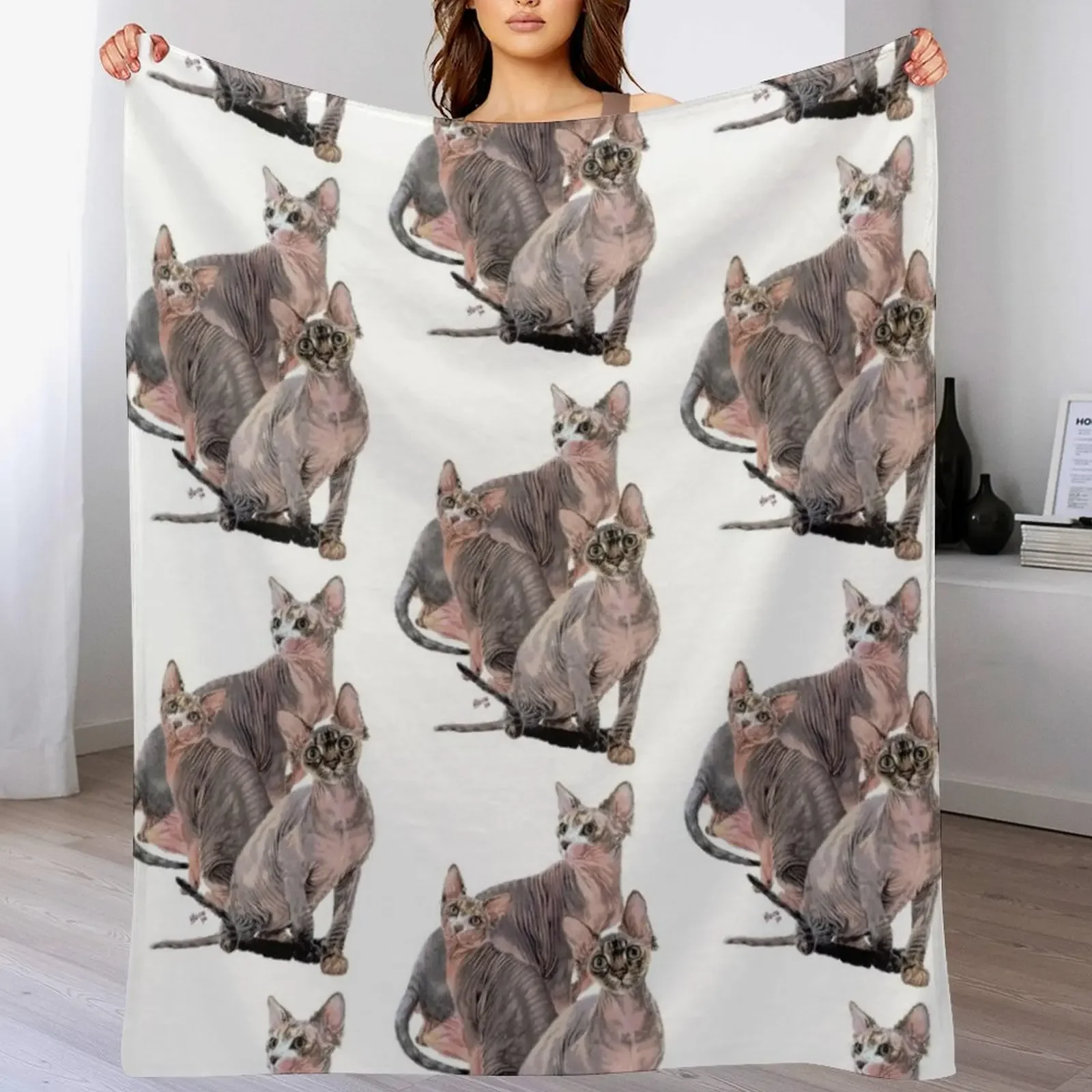 Sphynx Assortment Throw Blanket Cozy Throw Blanket Birthday Gift for Him Her