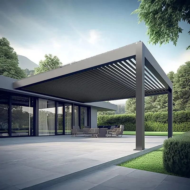 Weleadalu Standard Size 40ft Container Loading Metal Gazebo Weatherproof Louvre Roof System Garden Pergola