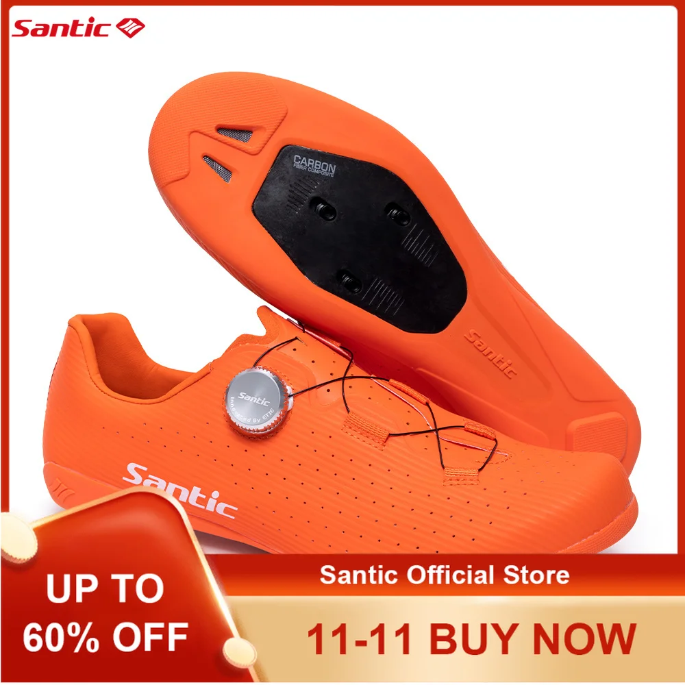 

Santic Carbon Fiber Road Bike Shoes Professional Cycling for Men Racing SPD Cleats Road Cycling Lock Shoes WZS24043