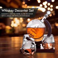 850ml Whiskey Globe Decanter Set with 2 Etched Globe Glasses - for Liquor Scotch Bourbon Vodka, Gifts For Men Bar Kitchen Tools