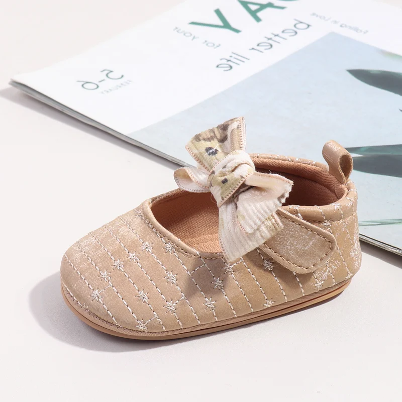 أحذية أطفال بناتي للمشي لأول مرة للاستخدام الداخلي والخارجي للربيع والخريف لـ 0-18 شهرًا، نعل ناعم ومريح