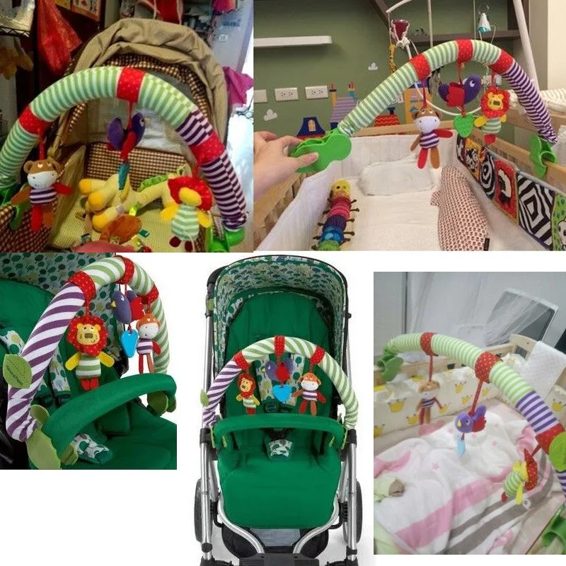 Infant Baby Stroller Arch Toy Play Bar Fun Newborns Sensory Activity Adjustable for Bouncers and Car Safe Seat Bed Hanging Toys