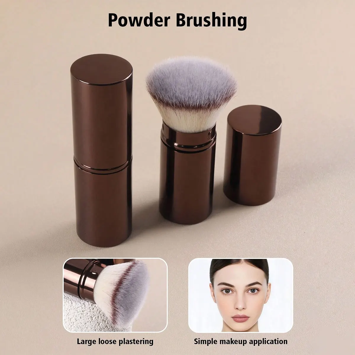 1 قطعة فرشاة احترافية قابلة للسحب للوجه، فرشاة أحمر الخدود، فرشاة كريم الأساس، فرشاة البودرة، فرشاة إعداد صناعية فائقة النعومة #2