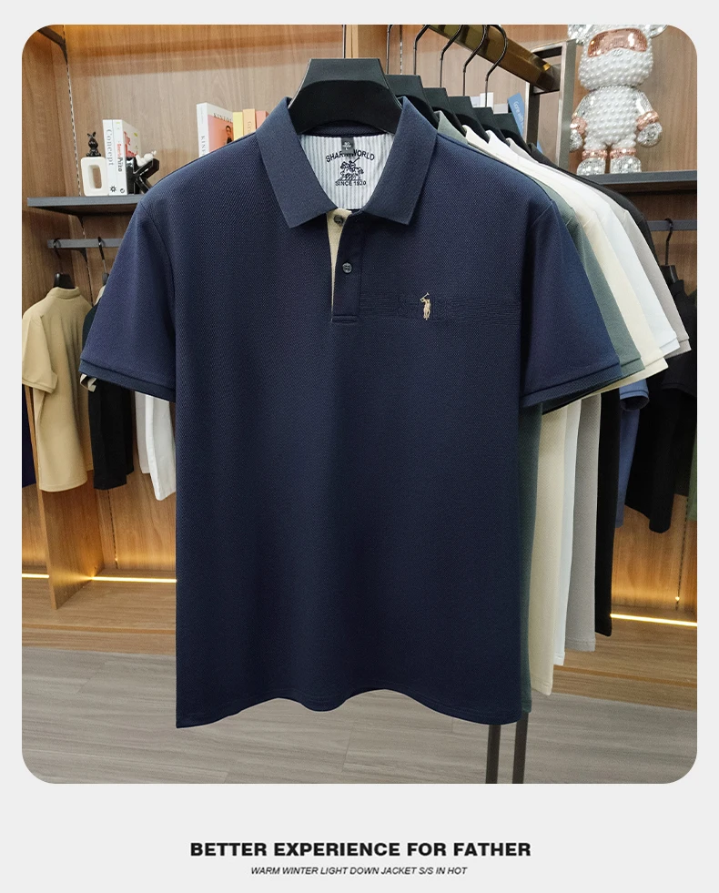 High-End-Marke Stickerei Kurzarm POLO Shirt Männer Flip Golf-Tops Sommer Komfort Seide Baumwolle Mode Business Leisure Paul T-Shirt – Detail 20