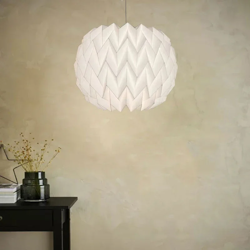 White Origami Lantern Shade Paper Pendant Light Cord Fixture Nordic Creative Art Decoration Suspension Lamp Bedroom New Handmade