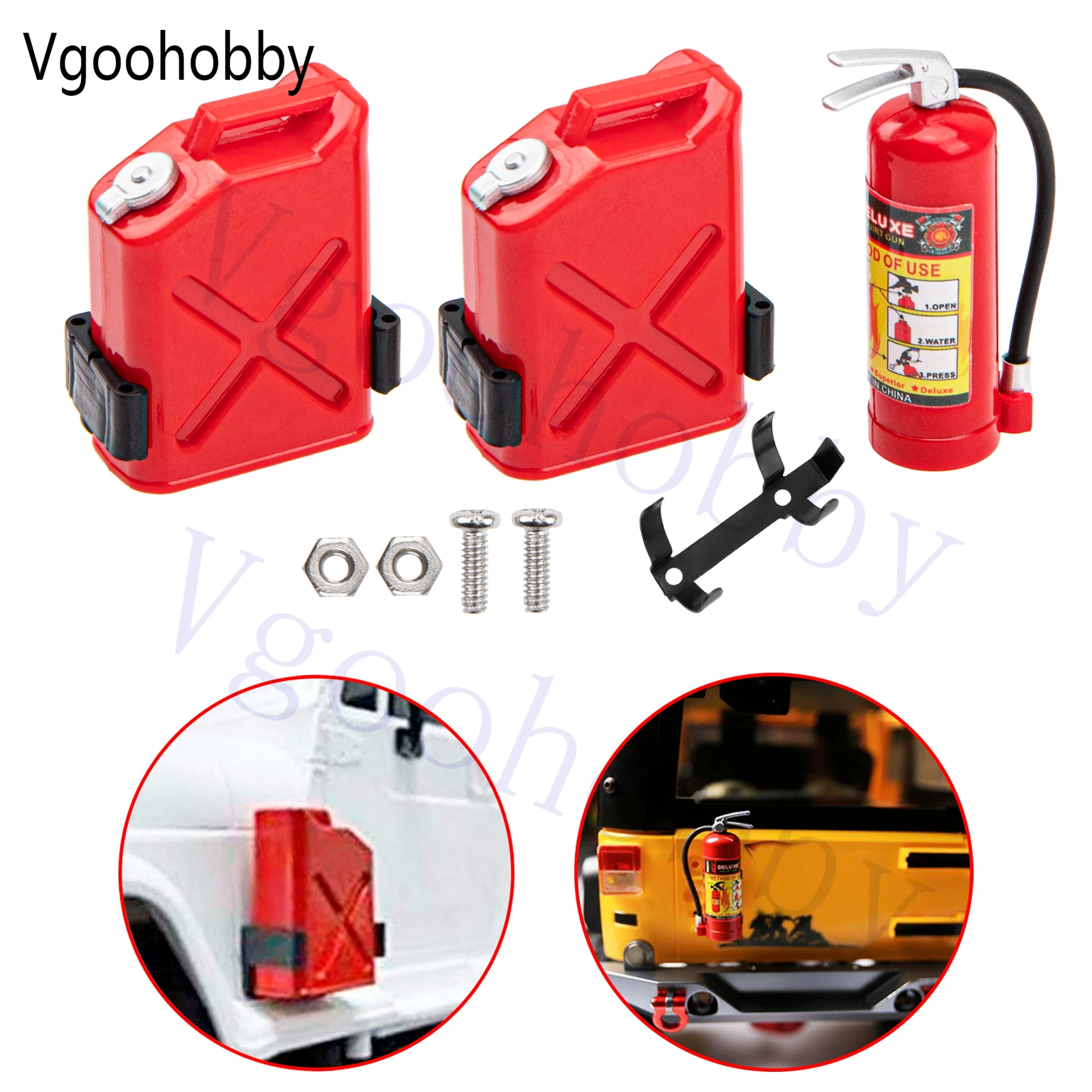 RC Simulation Decoration Plastic Mini Fuel Tank & Fire Extinguisher for Traxxas TRX4 Axial SCX10 Redcat Gen7 1/10 RC Crawler