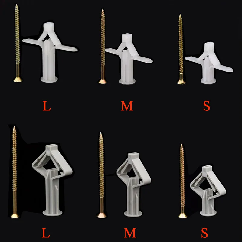Plastic Drywall Anchor Kit for Thickened Double-Layer Gypsum Board Hollow Wall Anchors with Screws Butterfly Expansion Bolt
