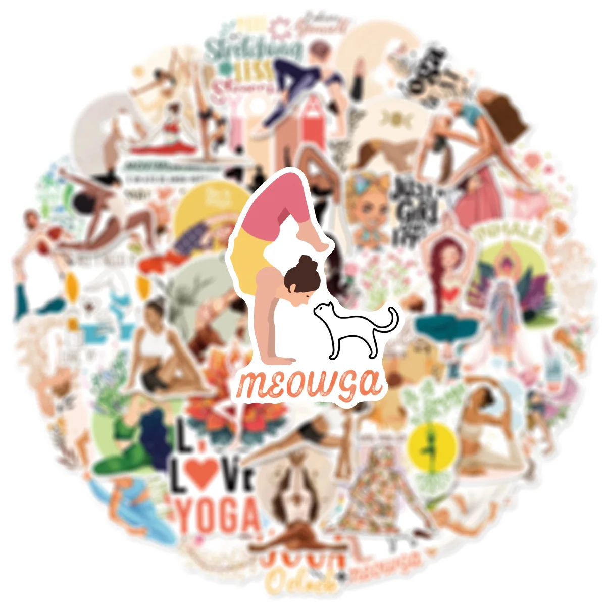 

50PCS Cartoon Yoga Pilates Graffiti Stickers DIY Decoration Mobile Phone Case Notebook Water Cup Toy Gift Stickers