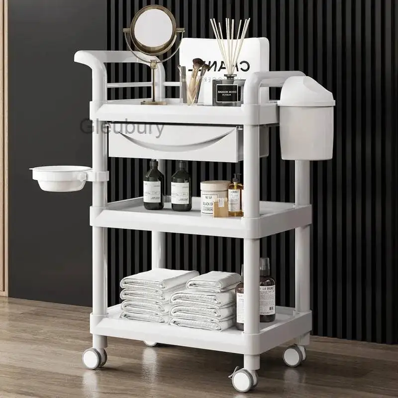 Work Cart Cleaning Salon Trolley Barber Equipment Hairdressing Tattoo Salon Trolley Makeup Medical Furniture Carrito Medico Lstc