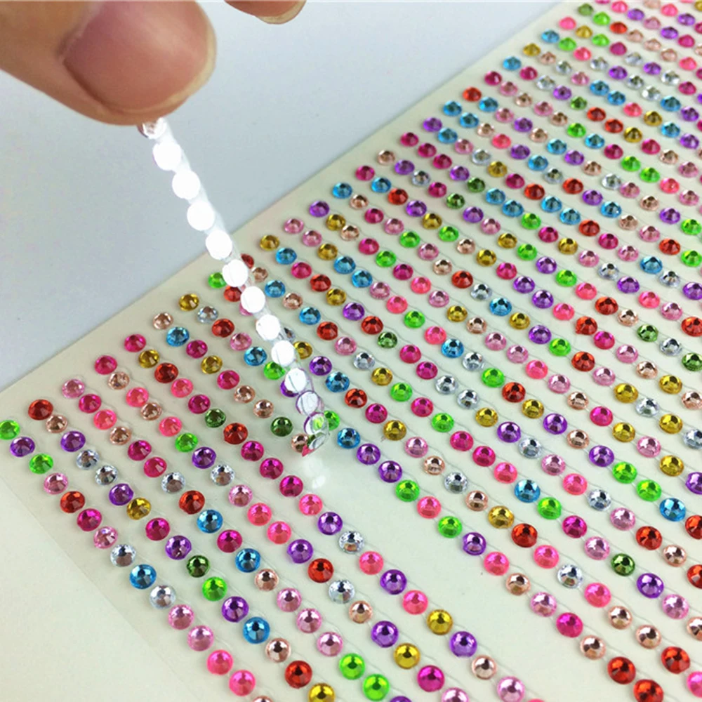 750Pcs/sheet 3mm Crystal Acrylic Rhinestone Stickers Self Adhesive Trim Phone Case DIY Applique Flatback Shoes Wall Art Decor