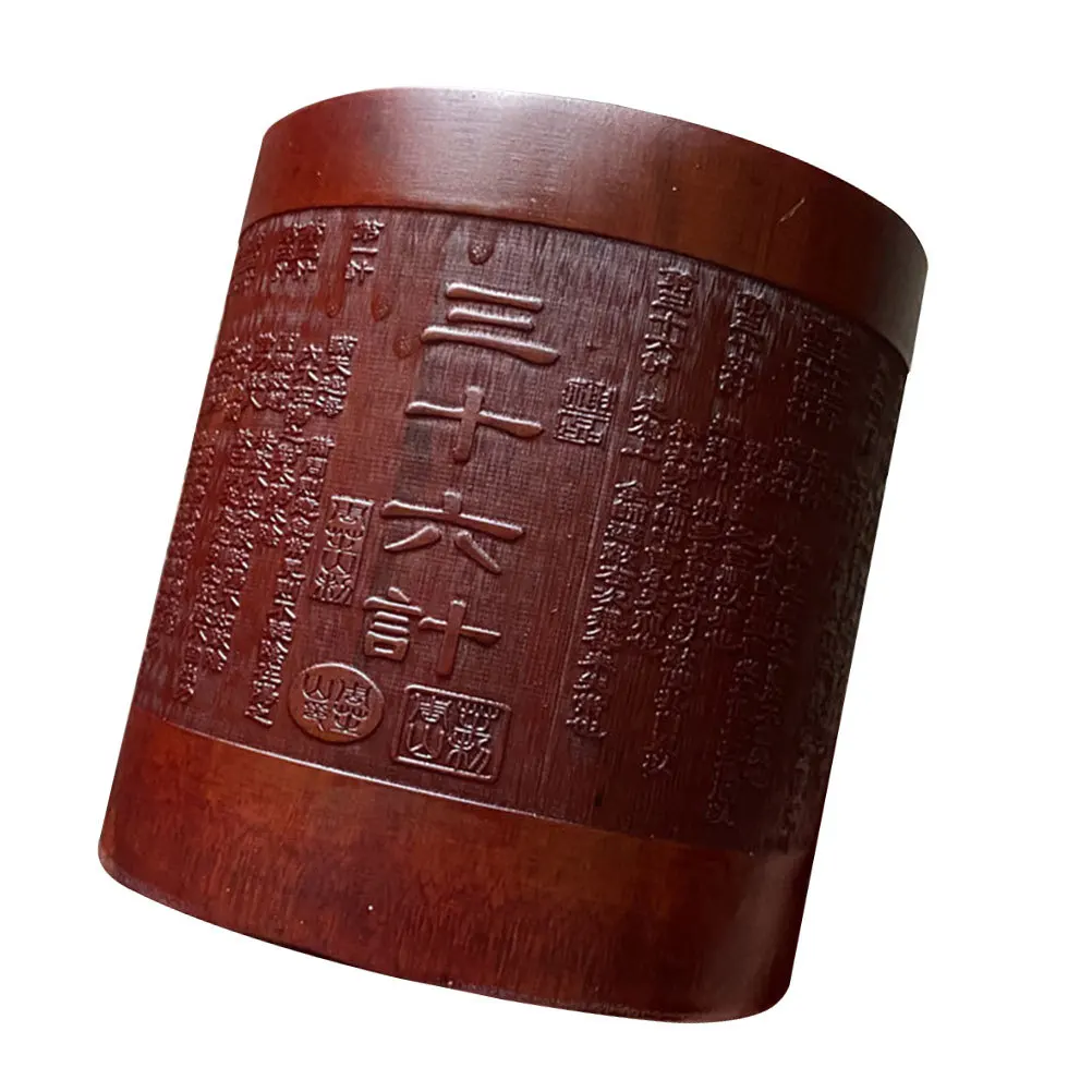 

Bamboo Carving Pen Holder Chinese Style Desktop Organizer for Pens Pencils Makeup Brushes Stationery Storage Container Home