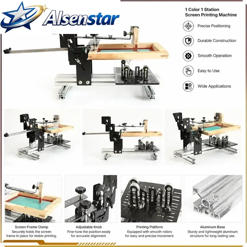 Adjustable Manual Curved Surface Screen Printing Machine for Cylindrical Cups Bottles Tubes 1.3-27cm Diameter