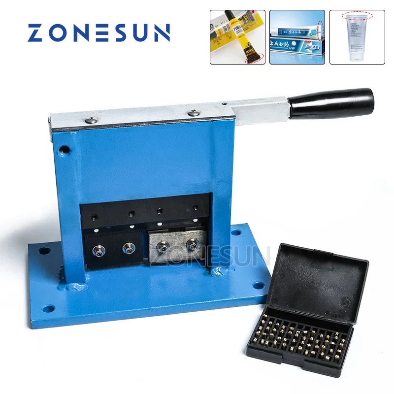 ZONESUN Aluminum tube sealing machine, teeth paste tube sealer, aluminum stamping sealer, with expiration codes, manual sealer