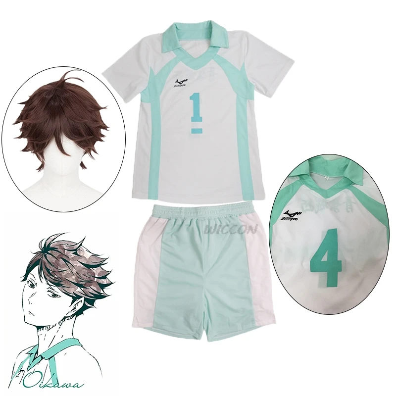 

Anime Cosplay Costume Aoba Johsai Cos High School Oikawa Tooru Cos Volleyball Club Uniforms Sportswear T-shirt Suit Wig