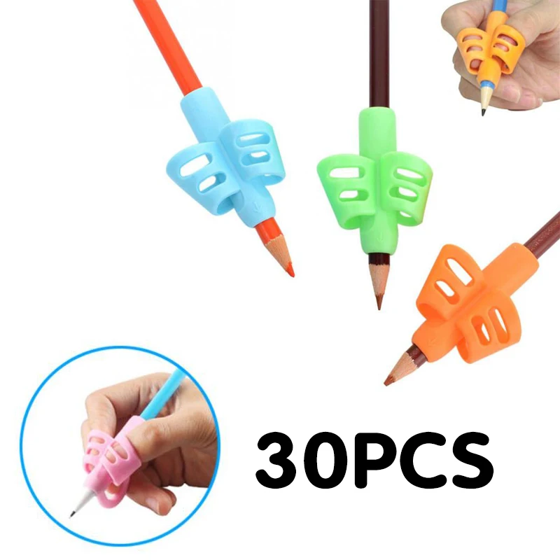 

30pcs Pan Holder ldren Writing Pencil Kids Learning Practise Silicone Pen Aid Grip Posture Correction Device for Students