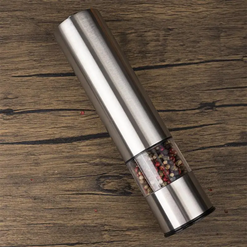 Electric Salt Pepper Grinder Battery Powered Stainless Steel Automatic Spice Mill for Kitchen Daily Cooking Outdoor Use