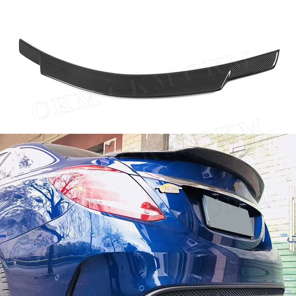 

CKMUUER Carbon Fiber Rear Spoiler Trunk Boot Trim Wing for Mercedes Benz C Class W205 C200 C300 C63 AMG Sedan 2014-2018