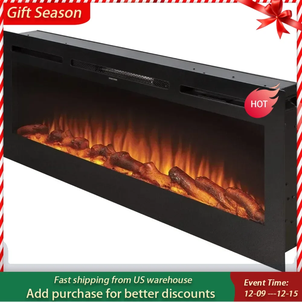 

Intelligent Electric Fireplace, 50 Inches Wide on The Side, 30 Realistic Burn Colors/flame Options -1500W Heater