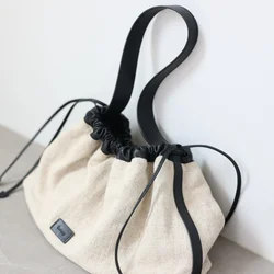 2024 Autumn Soft Comfortable Tote Cotton And Linen Blend Fabric Large Capacity Shouder Bag Women Casual Handbag