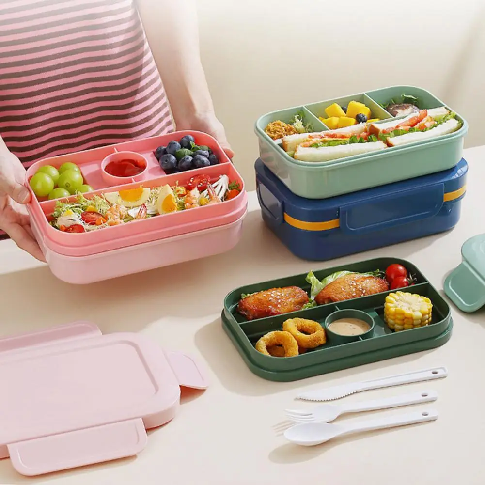 Bento Box for Lunch Leakproof Food Container Microwave Safe Bento Box with Utensils Leak-proof Multi Compartment Lunch for Work