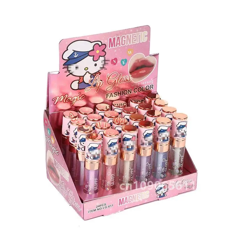 24pcs Shiny Sequins Lipgloss Set 6 Colors Longlasting Non-Sticky Waterproof Shimmer Lipstick Girls Lips Makeup