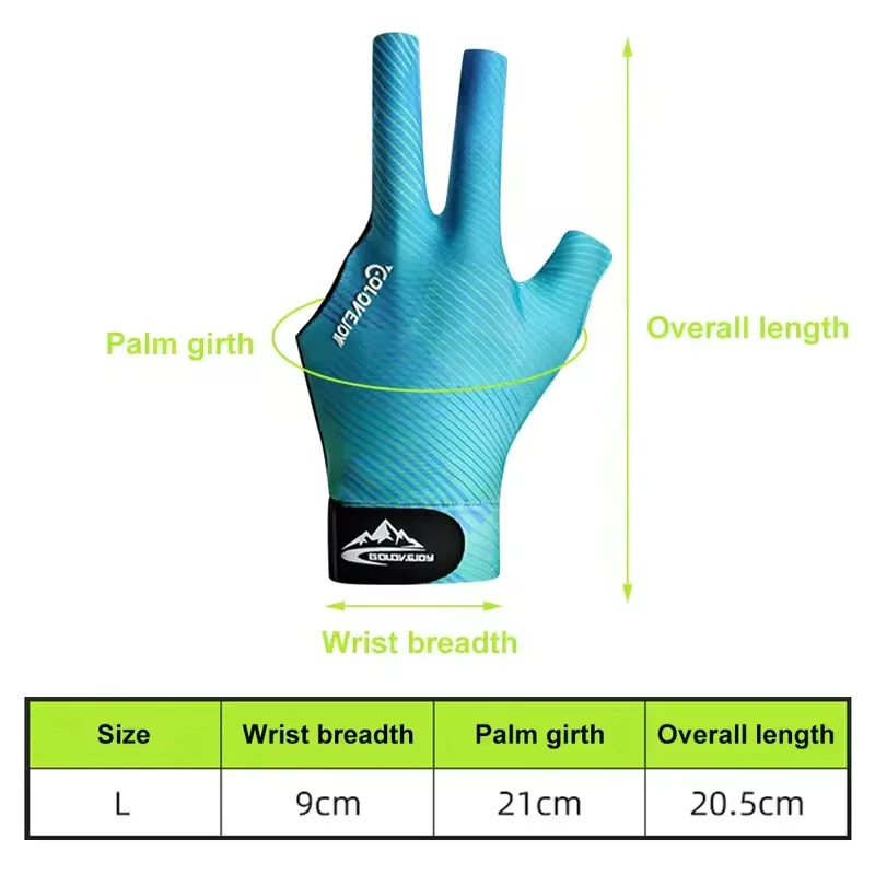 Guanto da biliardo professionale per mano sinistra Guanto da biliardo traspirante in silicone antiscivolo Elasticità Guanto da allenamento per biliardo a 3 dita