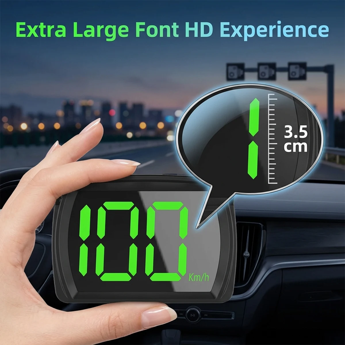 Car HUD Display Car Head up Display MPH GPS Digital Speedometer High Definition LED Large Font Display for Car SUV Motorcycle