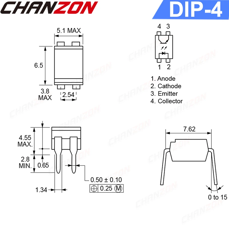 50PCS TLP627 P627 Optokoppler DIP DIP4 HOCHSPANNUNG DARLINGTON AUSGANG OPTISCH GEKOPFT ISOLATORNeue und Original IC Chanzon – Detail 2