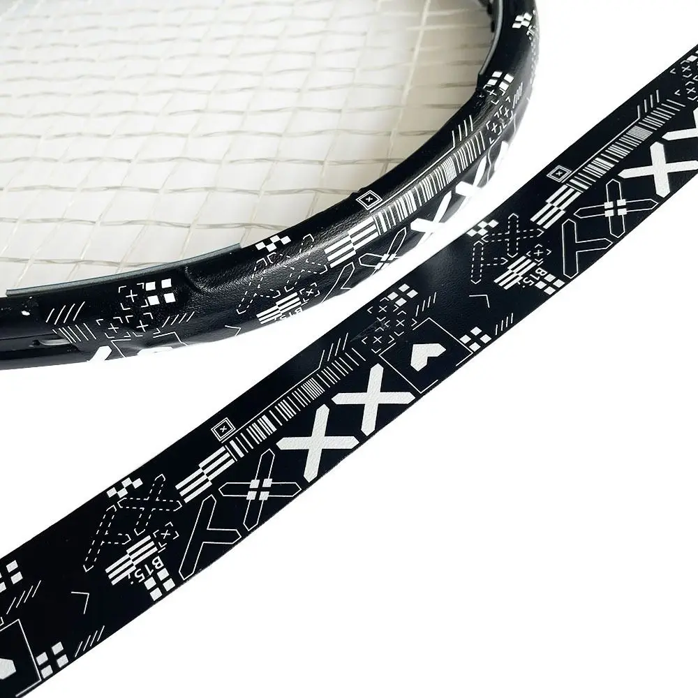 

Black White Printing Frame Head Protection Sticker Reduce Impact And Friction Tennis Racket Protective Tape Scratch Prevent