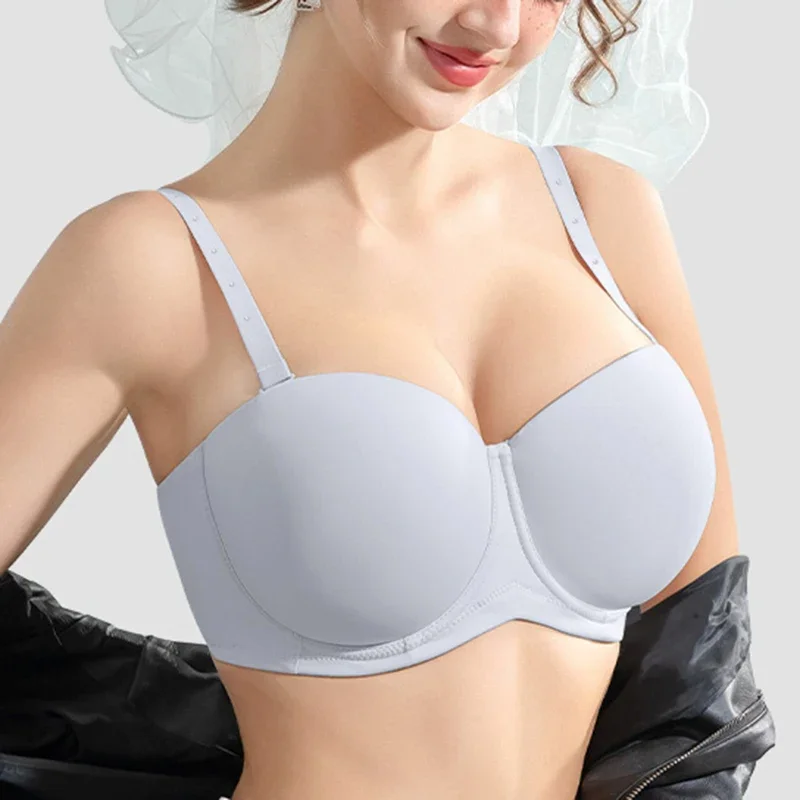 Underwire Female Lingerie Womens Strapless Bra Multiway Push Up Brassiere Seamless Slightly Lined Lift 32 34 36 38 40 42 C D E F