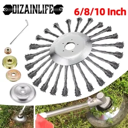 10 Inch Steel Wire Wheel Brush Universal Garden Grass Trimmer Head Removal Rust Weed Brush Cutter Head Lawn Mower Brush Cutter