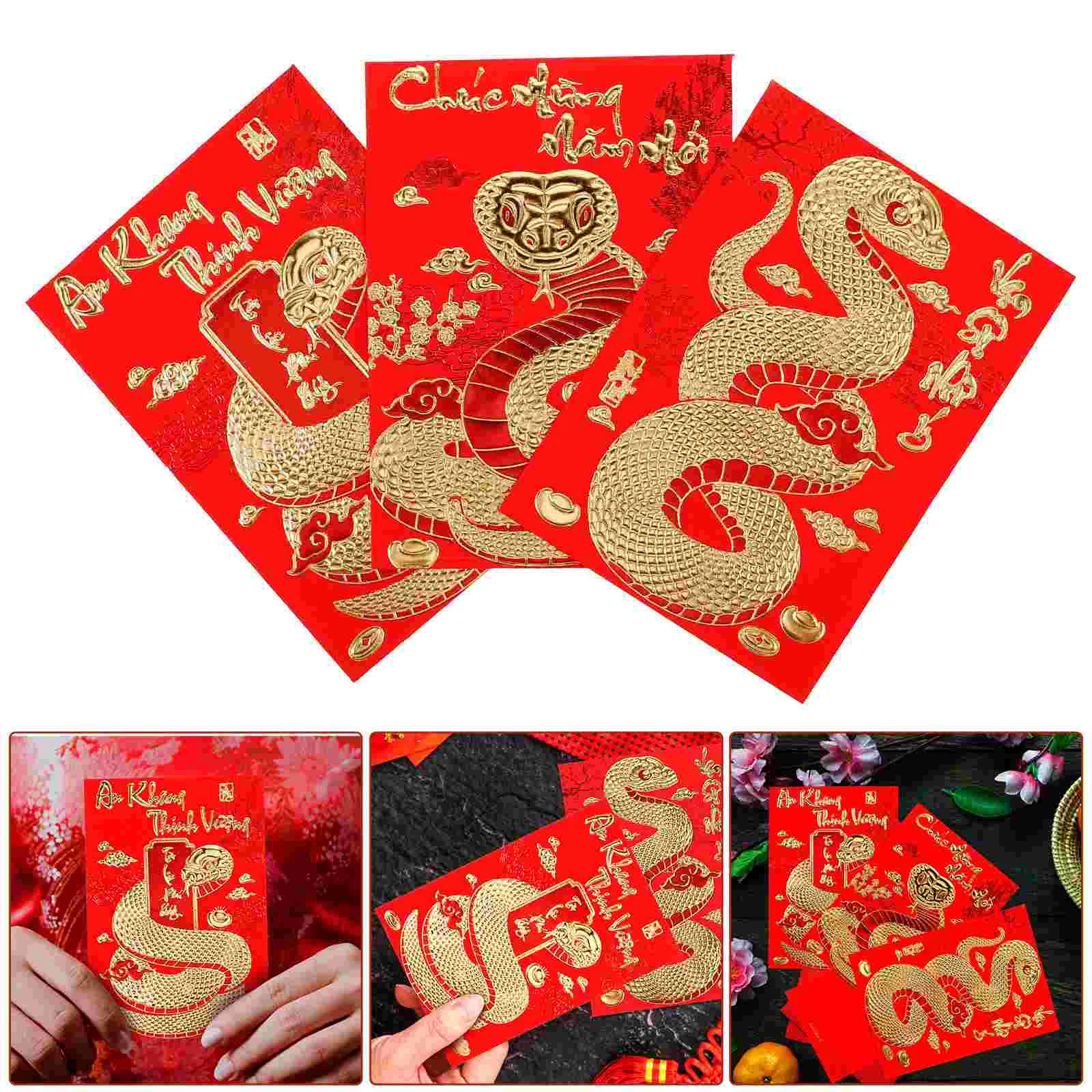 

18 Pcs Year of The Snake Spring Festival Red Envelope Envelopes Gift Packet Money New Vietnamese Luck Bag