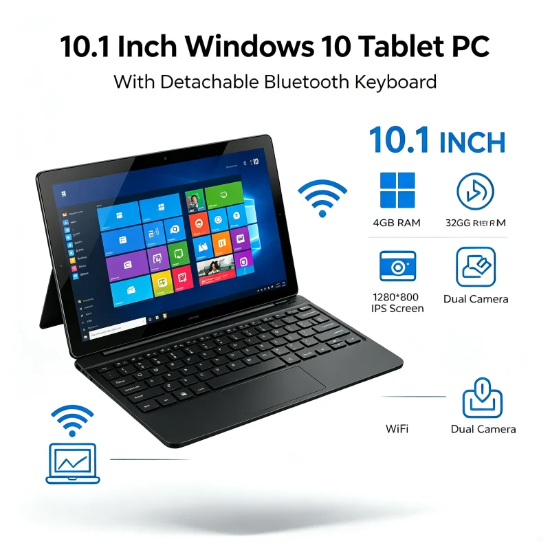 MLT10W 태블릿 PC, 10.1인치, 4GB RAM, 32GB ROM, 64비트, 윈도우 10 프로, 인텔 셀러론 N4000 CPU, 1280 x 800 IPS, G+P.