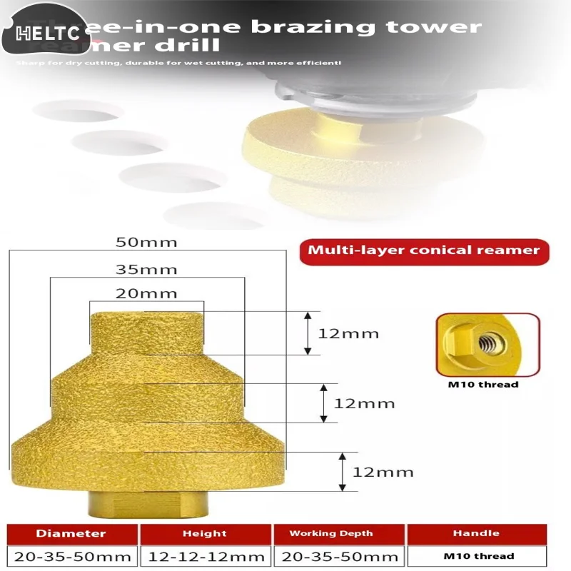 

Золотые M10/M14 алмазные фрезы для фаски, фрезерный станок для плитки, развертка для мрамора, бетона, каменная кладка, сверление коронок, строительный инструмент