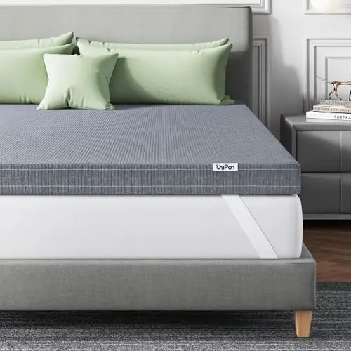 Extra Firm Queen Mattress Topper 3 Inch with Cooling Gel & Bamboo Charcoal, Extra Firm Queen Memory Foam Mattress