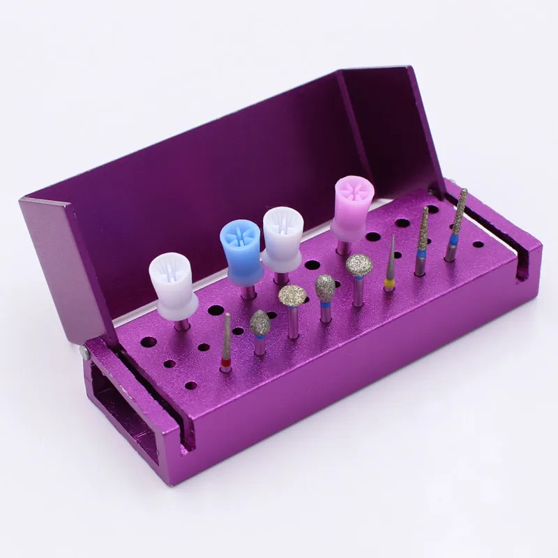 Autoclavable 30 Holes Aluminium Dental Burs Holder Block Dental Disinfection Box for FG Burs and RA Burs